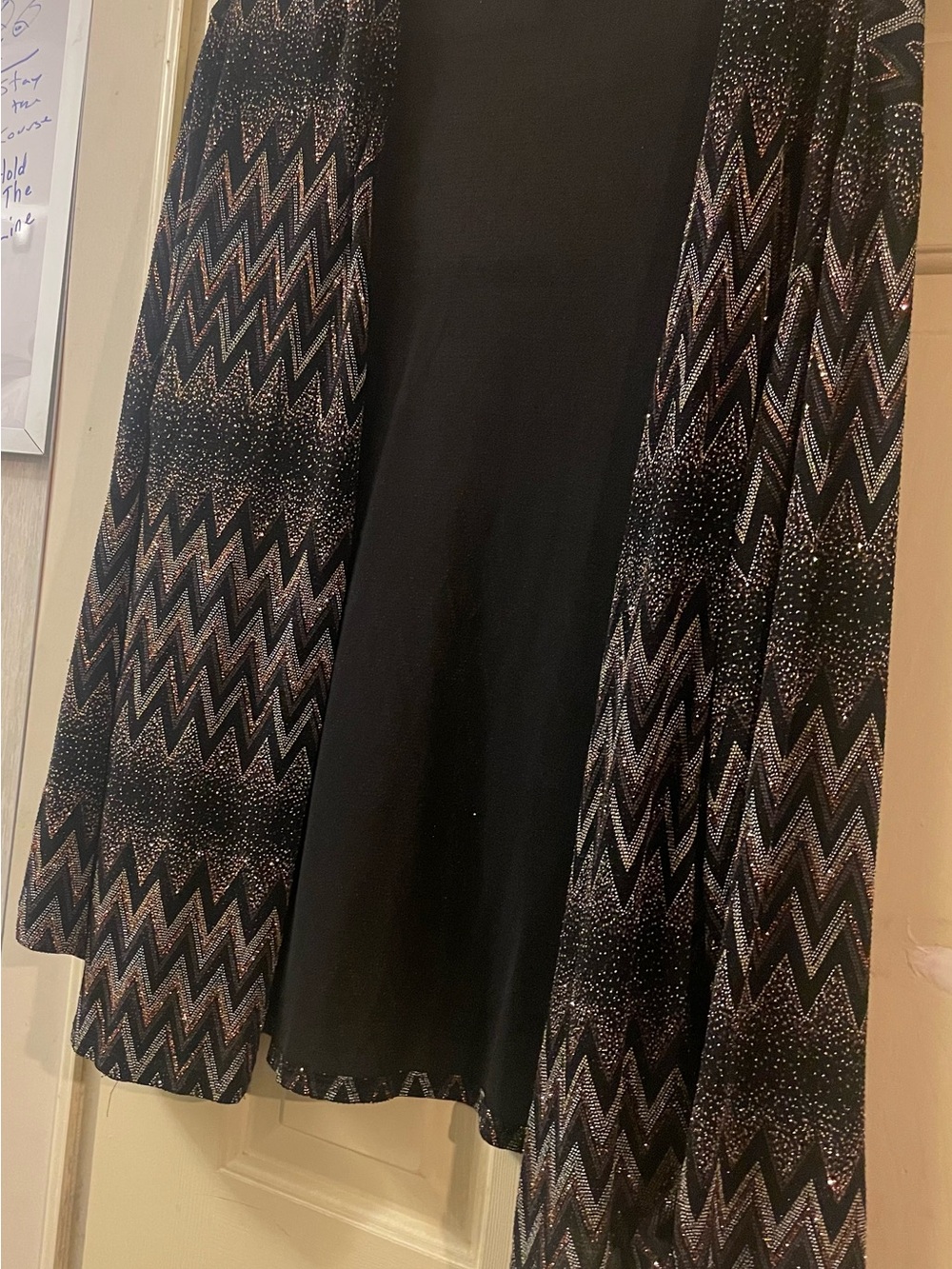 Onyx Nite Black Metallic Chevron Crewneck Jacket